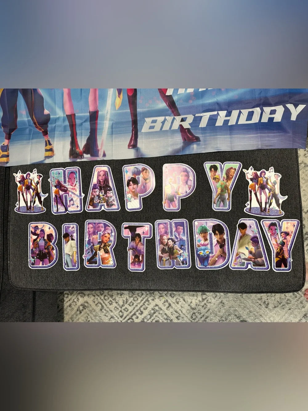 K Pop Demon Hunters Happy Birthday Party Backdrop Banner